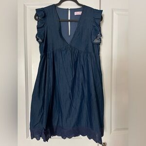 Adorable Women's Blue Ruffle Sleeved Dress-with built in shorts!